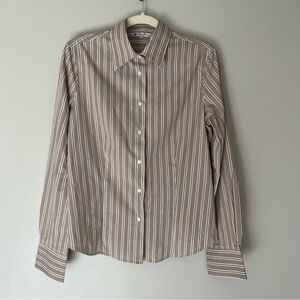 Loro Piana Italy Striped Cotton Button Down Shirt IT 46 US 12 Luxury Blouse